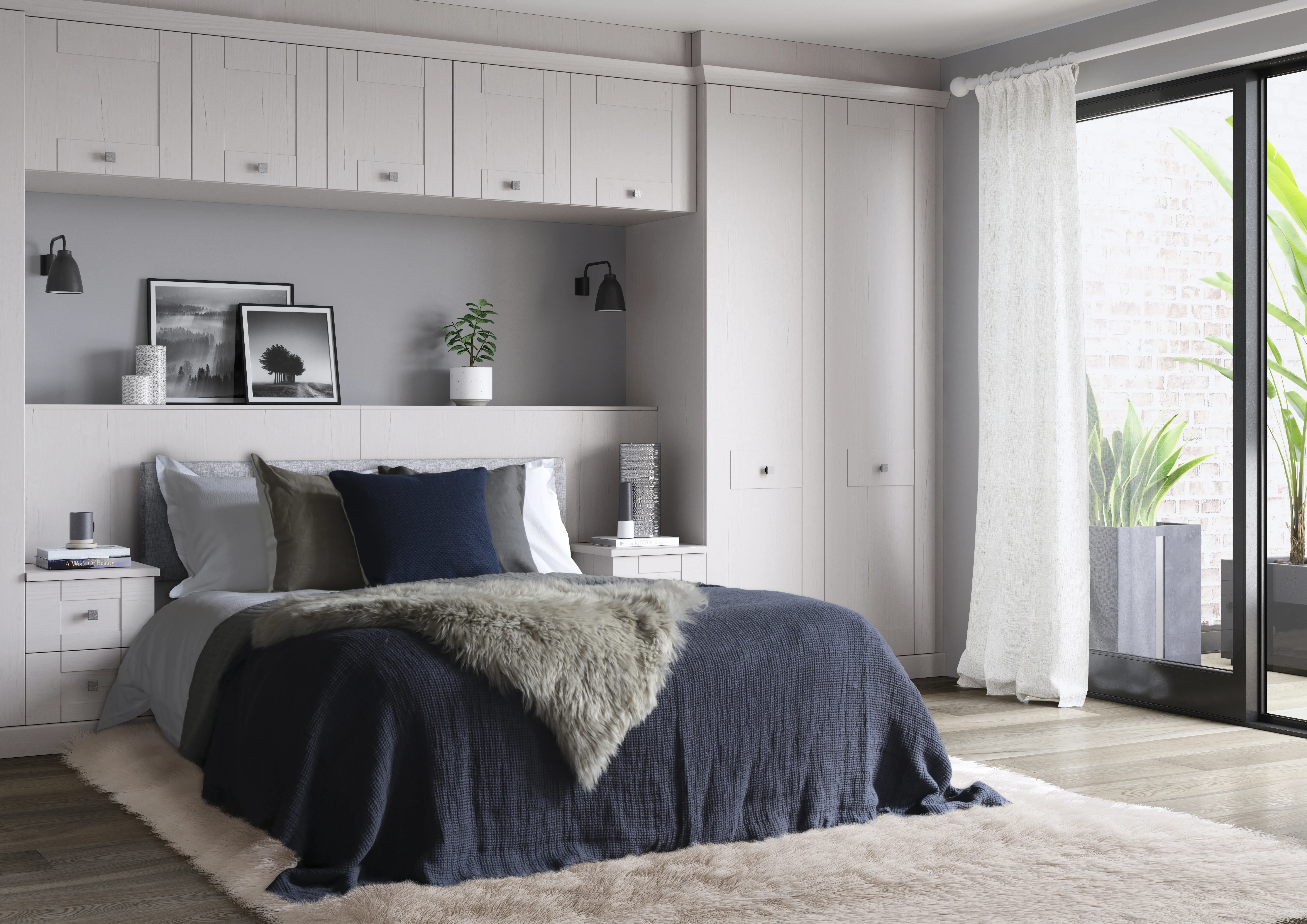 Grey overbed deals storage unit