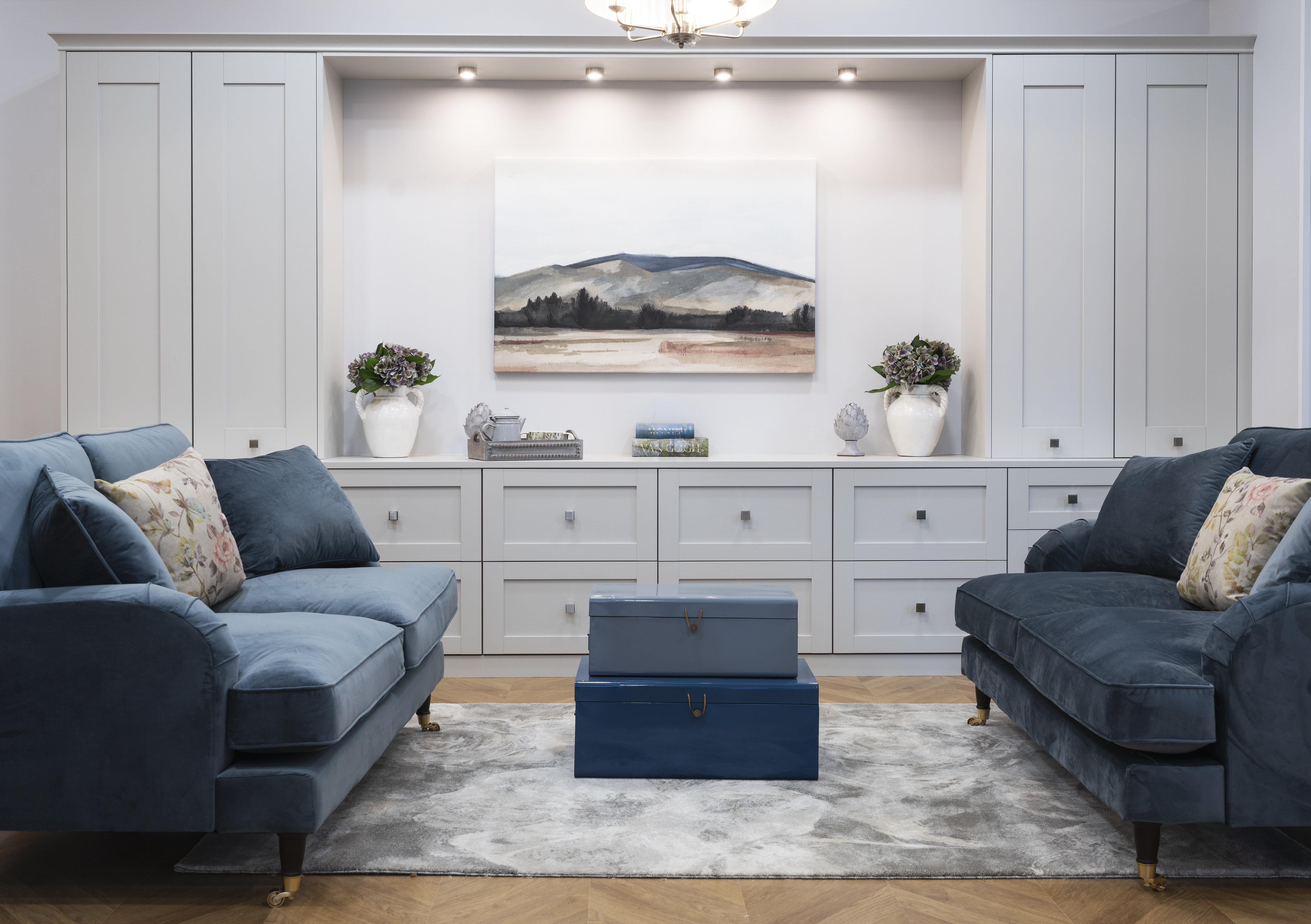 Fitted Living Room Furniture Built In Cabinets Cupboards   Croft Dove Grey Living Nottingham Showroom 03 