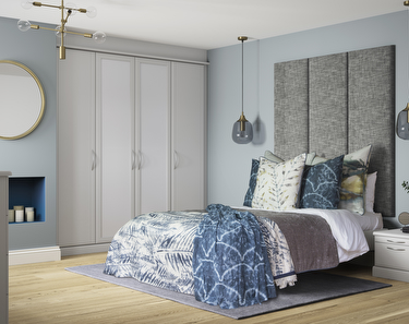 Libretto fitted bedroom furniture in light grey finish