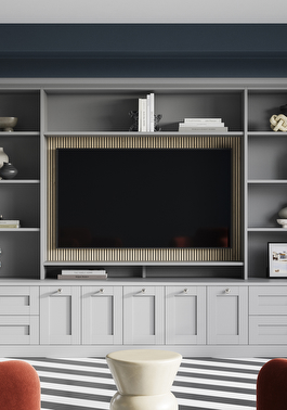 Elemore fitted living room furniture in dove grey finish