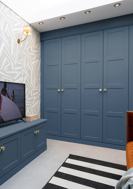 Hatton fitted bedroom wardrobes in indigo blue finish
