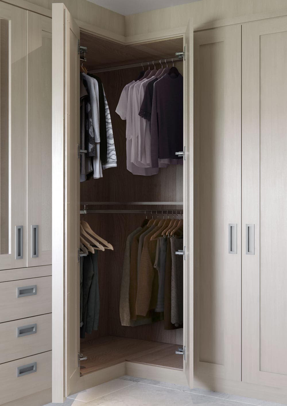 Curved deals corner wardrobe