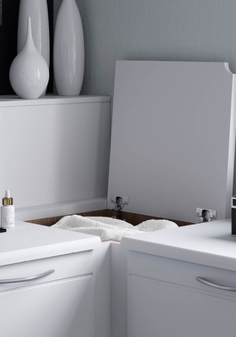 Corner linen bin storage solution
