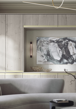 Linje driftwood fitted living room storage